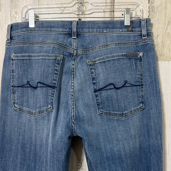 7 For All Mankind Josefina Classic Blue Straight Leg Ankle Length - Picture 9 of 14